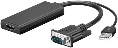 Перехідник відео HDMI->VGA HD15 (HDMIекран) Goobay (75.03.7816) USB-powered AWG26 0.1m 75.03.7816 фото