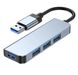 Перехідник обладнання USB3.0 A 1x4 (HUB) Lucom (84.00.7083) Pas Aluminum 84.00.7083 фото 1